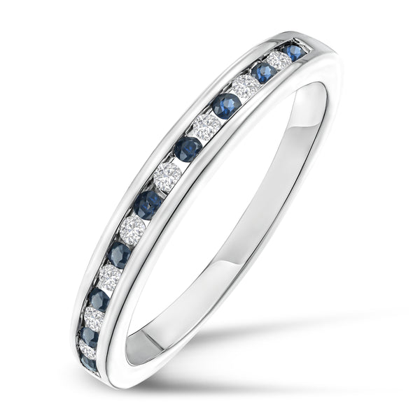 Sapphire 0.12ct And Diamond 925 Sterling Silver Ring